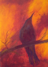 <h5>Crow Sings In The World</h5><p>Acrylic on Board</p>